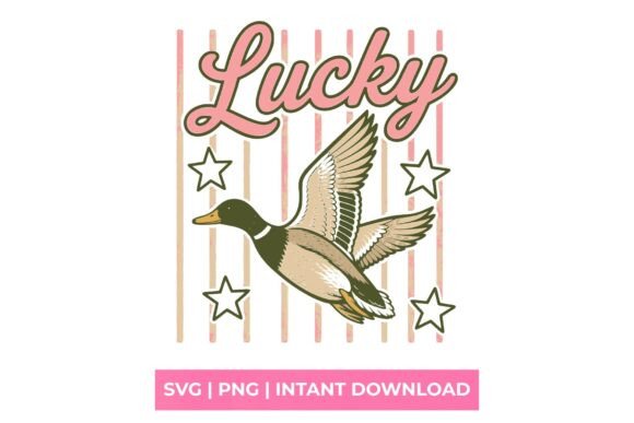 Lucky Duck Retro Mallard SVG for Graphics & T-Shirt Designs