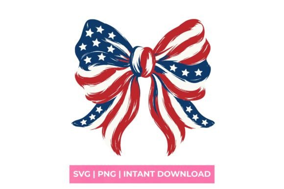 Patriotic Flag Coquette Bow Graphics for T-Shirt Designs