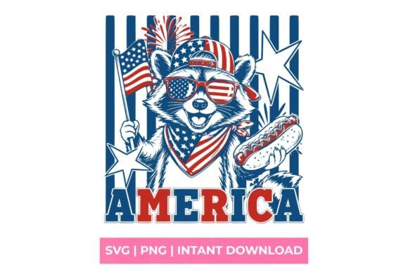 Patriotic Raccoon America 4th of July SV Graphics