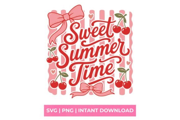 Sweet Summer Time Cherry Bow SVG: Graphics for T-Shirt Designs