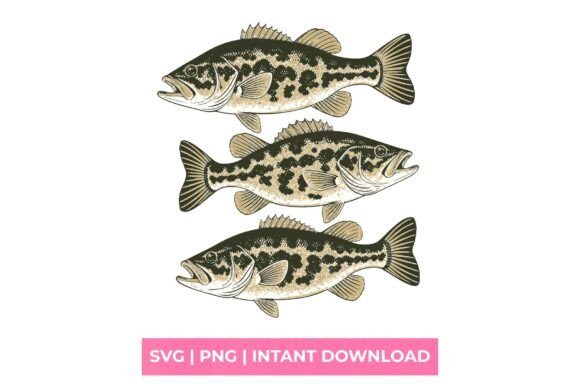 Vintage Largemouth Bass SVG: Graphics for T-Shirt Designs